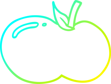 Bir insan tarafından çizilen elma karikatürünün soğuk gradyan çizimi