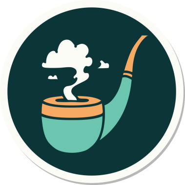 Bir insan tarafından çizilmiş sigara piposunun geleneksel stiliyle dövme çıkartması.