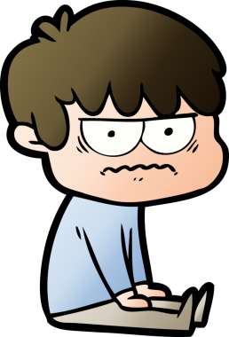 Bir insan tarafından çizilmiş sinirli çizgi film çocuğu.