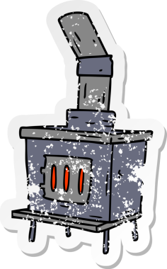 İnsan eliyle çizilmiş bir ev fırınının karikatürü.