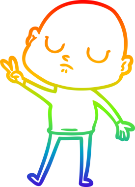 Gökkuşağı gradyan çizgisi bir insan tarafından çizilmiş kel bir adamın çizimi