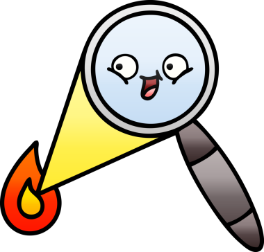 Bir insan tarafından çizilmiş bir büyüteçin gölgelenmiş karikatürü