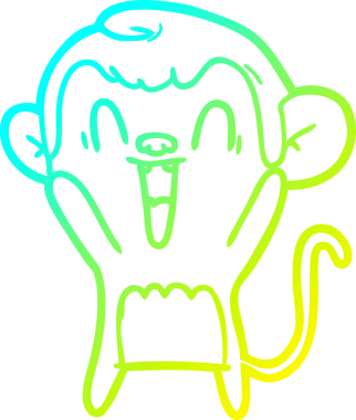 Bir insan tarafından çizilmiş gülen maymun çizgi çizimi.