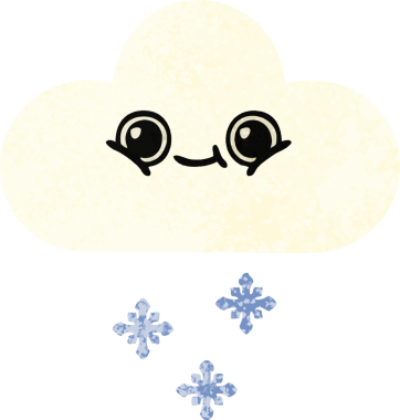 Bir insan tarafından çizilmiş bir kar bulutunun retro çizim tarzı karikatürü