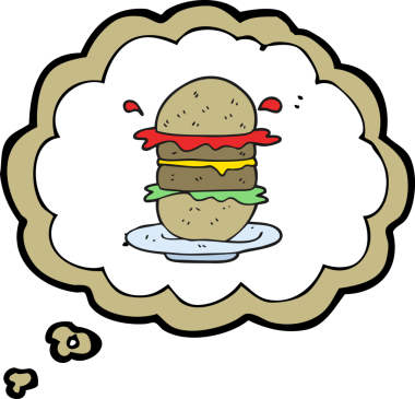 Bir insan tarafından çizilmiş serbest çizim baloncuklu burger.