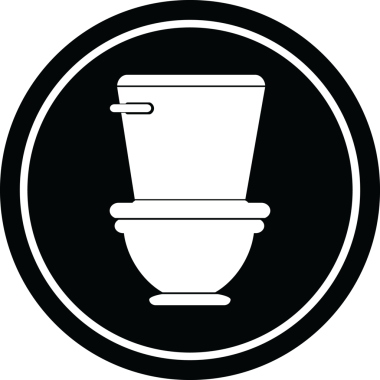 tuvaletin dairesel sembolü bir insan tarafından çizilmiş.