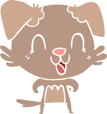 Bir insan tarafından çizilmiş düz renkli çizgi film köpeği.