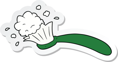 Bir insan tarafından çizilmiş diş fırçası ve diş macunu çıkartması.