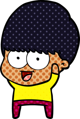 Bir insan tarafından çizilen mutlu çizgi film çocuğu.