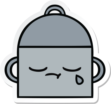 Bir insan tarafından çizilmiş şirin bir yemek pişirme kabının çıkartması.