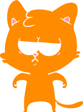 Sıkıcı düz renkli çizgi film kedisi bir insan tarafından çizildi