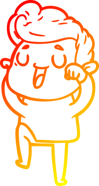 Bir insan tarafından çizilmiş mutlu bir çizgi film karakteri çizimi.