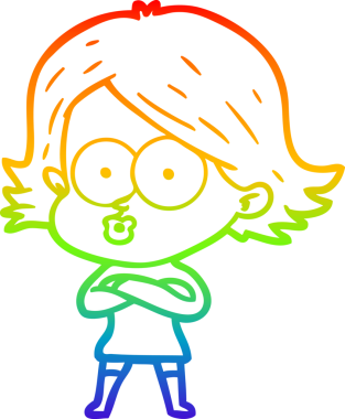 Gökkuşağı gradyan çizimi Bir insan tarafından çizilen çizgi film kızı