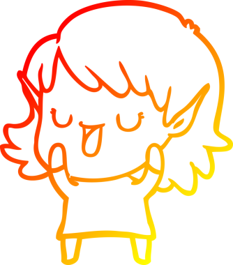 Bir insan tarafından çizilmiş çizgi film karakteri bir elf kızı çizimi