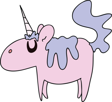 Bir insan tarafından çizilmiş tuhaf tek boynuzlu at.