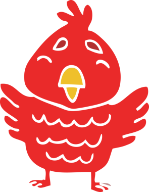 Bir insan tarafından çizilmiş kırmızı kuş.