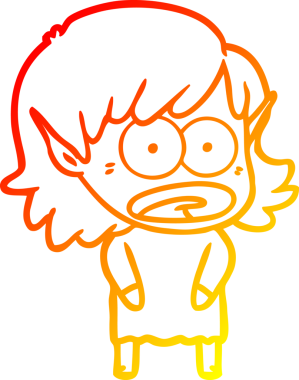 Bir çizgi film karakteri çizimi bir insan tarafından çizilmiş elf kızı şok etti.