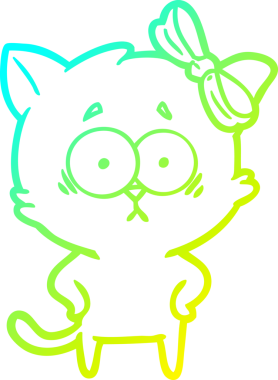 Bir insan tarafından çizilen çizgi film kedisinin soğuk gradyan çizgisi.