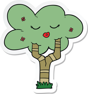 Bir insan tarafından çizilmiş karikatür ağacının çıkartması.