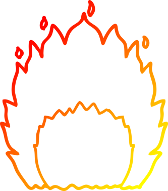 Bir insan tarafından çizilen çizgi film ateşinin sıcak eğim çizgisi.