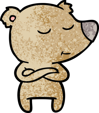 Bir insan tarafından çizilmiş mutlu çizgi film ayısı.