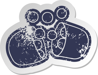 Bir insanın çizdiği açık ilaç tabletinin sıkıntılı eski çizgi film etiketi.