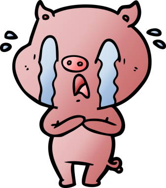 Bir insan tarafından çizilmiş ağlayan domuz çizgi filmi.