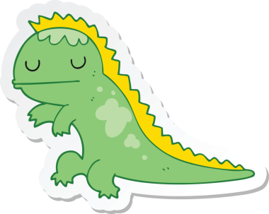 Bir insan tarafından çizilmiş bir dinozorun çıkartması.