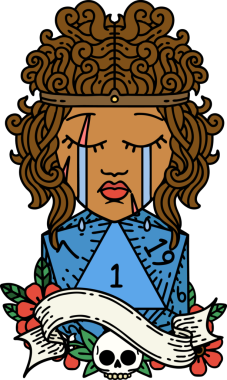 Retro Dövme Tarzı Ağlayan İnsan Barbar Bir D20 rulo ile bir insan tarafından çizilmiş