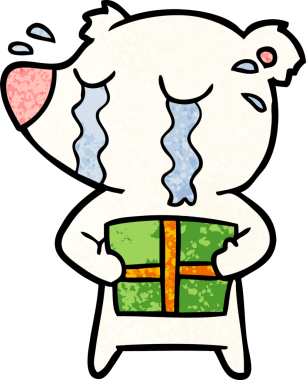 Bir insan tarafından çizilmiş üzgün küçük kutup ayısı çizgi filmi.