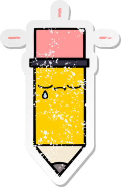 Bir insan tarafından çizilmiş şirin bir karikatür kaleminin sıkıntılı çıkartması.