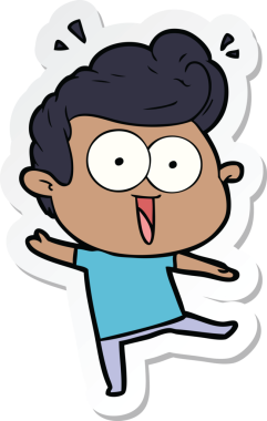 Bir insan tarafından çizilmiş heyecanlı bir adamın çıkartması.