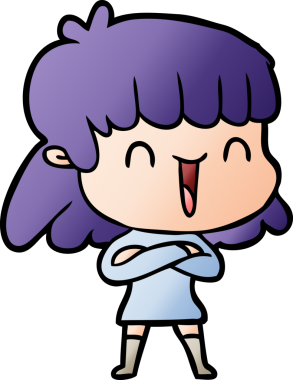 Bir insan tarafından çizilmiş bir çizgi film kadını.