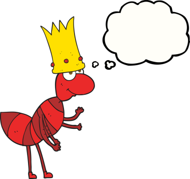 Bir insan tarafından çizilmiş serbest çizim balon karınca kraliçesi.