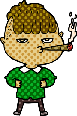 Bir insan tarafından çizilmiş sigara içen karikatürist.