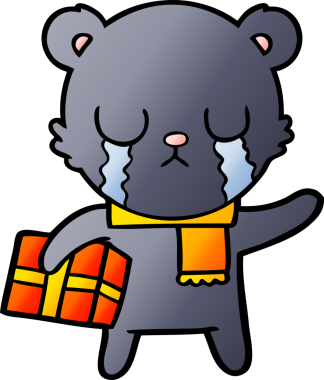 Bir insan tarafından çizilmiş ağlayan ayı karikatürü.