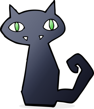 bir insan tarafından çizilmiş kara kedi çizgi filmi