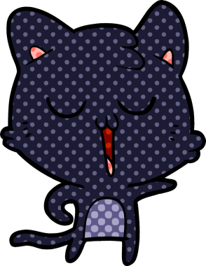 Bir insan tarafından çizilmiş çizgi film kedisi.