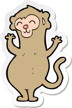 Bir insan tarafından çizilmiş çizgi film maymununun çıkartması.