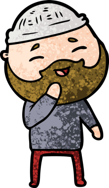 Bir insan tarafından çizilmiş mutlu sakallı bir adam.