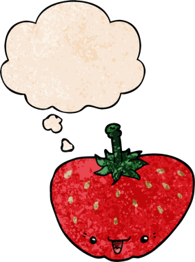 bir insan tarafından çizilmiş grunge desenli düşünce baloncuklu çizgi film çileği.