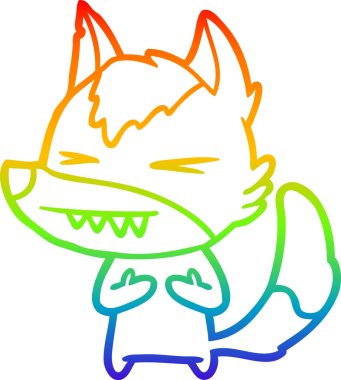 Bir insan tarafından çizilmiş kızgın bir kurt çizgi çizimi.