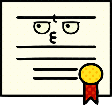 Bir insan tarafından çizilmiş mezuniyet diplomasının çizgi romanı.