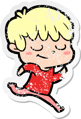 Bir insan tarafından çizilmiş mutlu bir çocuğun sıkıntılı çıkartması.