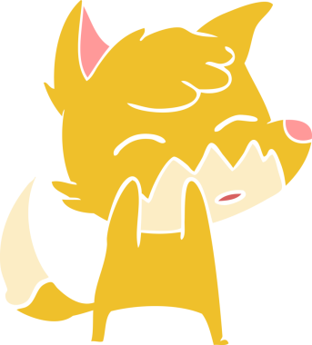 Bir insan tarafından çizilmiş düz renk çizgi film tilkisi