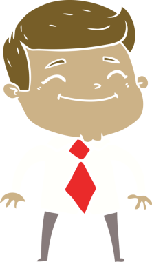 Bir insan tarafından çizilmiş mutlu düz renkli karikatür işadamı