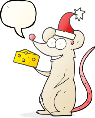 Bir insan tarafından çizilmiş serbest konuşma balonu karikatürü Noel faresi