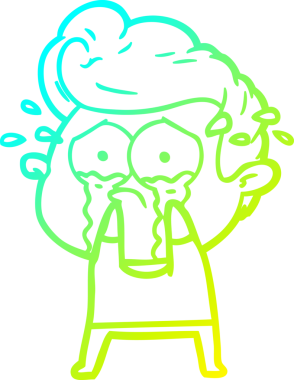 Bir insan tarafından çizilmiş ağlayan bir karikatür çizimi.