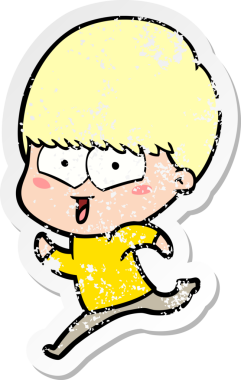 Bir insan tarafından çizilmiş mutlu bir çocuğun sıkıntılı çıkartması.