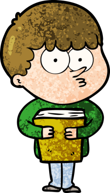 Çizgi film meraklısı çocuk bir insan tarafından çizilmiş bir kitabı tutuyor.